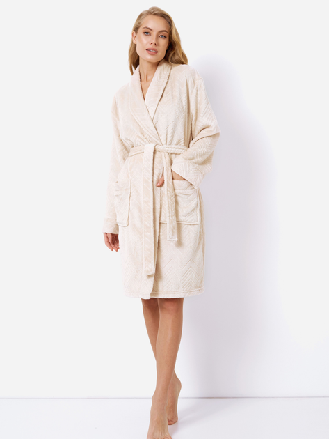 Халат жіночий великого розміру Aruelle Zahra bathrobe XL Бежевий (5905616140315) - зображення 1