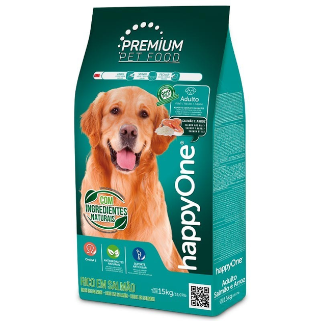 Фото - Корм для собак HappyOne Преміум Корм для Дорослих Собак з Лососем і Рисом  Premium Adult Dog Salmon and Rice 15 кг 