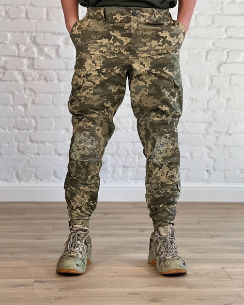 Тактичні штани ріп-стоп з флісовою підкладкою з НАКОЛІННИКАМИ Піксель S - зображення 1