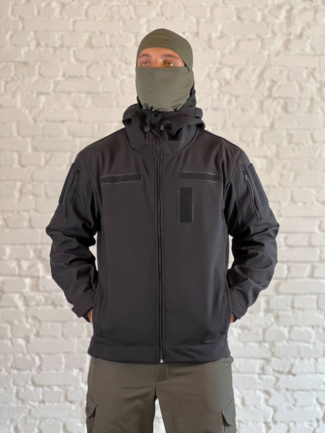 Куртка военная флисовая SoftShell осень/зима Черная L - изображение 1
