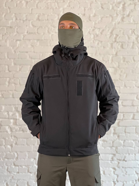 Куртка военная флисовая SoftShell осень/зима Черная XXL - изображение 1