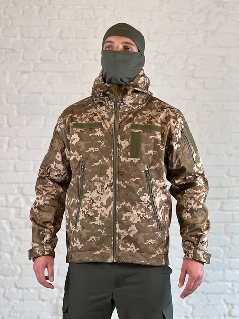 Куртка армейская на флисе SoftShell осень/зима Пиксель XXXL - изображение 1