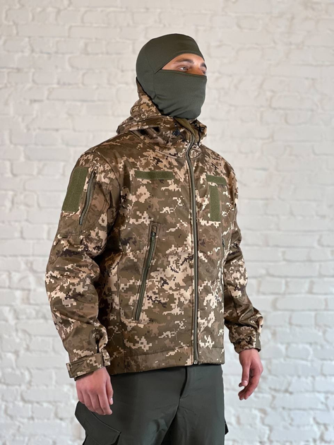 Куртка армійська на флісі SoftShell осінь/зима Піксель XXXL - зображення 2