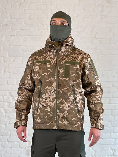 Куртка армійська на флісі SoftShell осінь/зима Піксель XXL - зображення 1