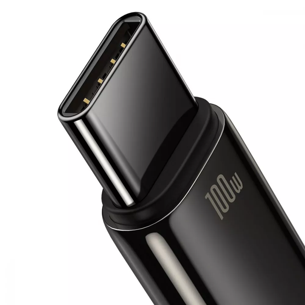 Кабель быстрой зарядки «USB to Type-C» Baseus Tungsten Gold 100W High Power 2m, чёрный - Фото 4 Кабель быстрой зарядки «USB to Type-C» Baseus Tungsten Gold 100W High Power 2m, чёрный - изображение 4