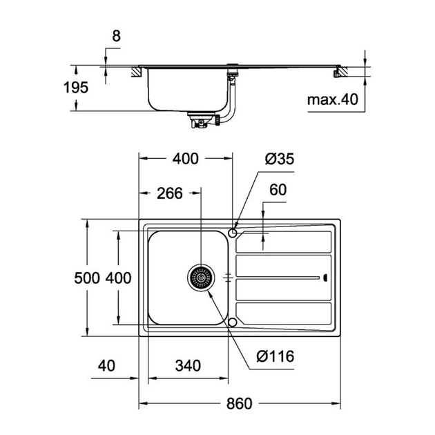 Кухонная мойка Grohe Sink K500 (31571SD0) - изображение 2