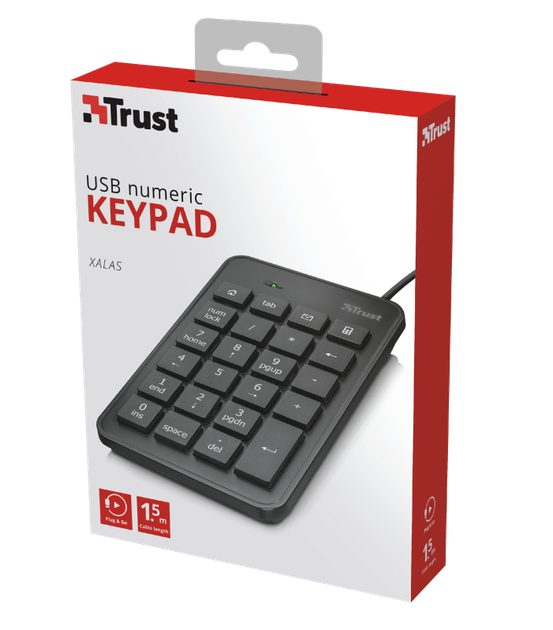 Клавиатура цифровая Trust Xalas USB Numeric Keypad 22221 проводная Черный - изображение 4