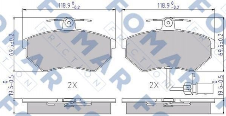 Тормозные колодки FOMAR FO689281 Audi A4; Volkswagen Passat, Bora; Seat Exeo 8E0615115B, 8E0698151B, 8E0698151M - изображение 1