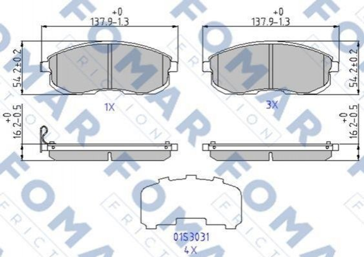 Тормозные колодки FOMAR FO969381 Renault Latitude; Suzuki SX4; Nissan Juke 410601605R, 41060AX086, 411202Y028 - изображение 1
