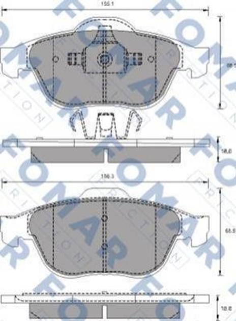 Тормозные колодки FOMAR FO686281 Renault Laguna, Megane, Twingo 410600012R, 410607690R, 7701206598 - изображение 1