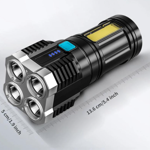 Акумуляторний ліхтар X509 із бічним діодом СОВ (зарядка від USB) Чорний - Фото 3 Акумуляторний ліхтар X509 із бічним діодом СОВ (зарядка від USB) Чорний - зображення 3