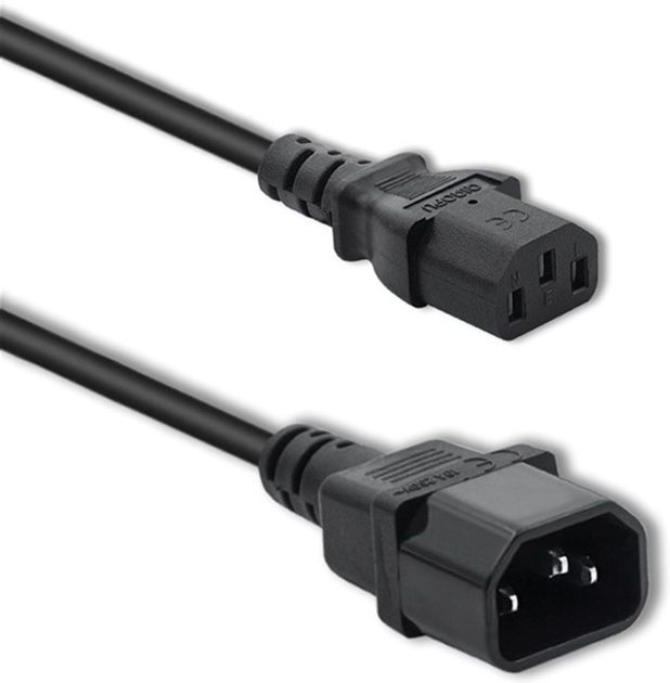 Kabel zasilający do UPS Qoltec IEC C13-C14 1.8m Black (5901878538976) - obraz 1
