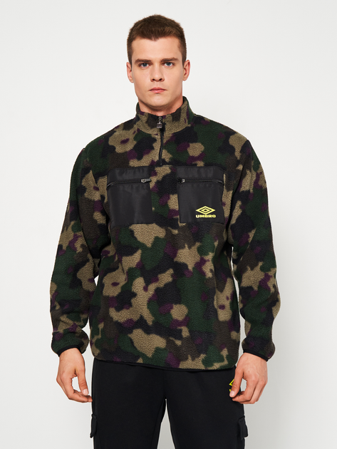 Толстовка на флисе, на молнии мужская Umbro Terrain Polar Fleece 1/2 Zip C10029-JSU M Темно-зеленая с черным (5057807701093) 