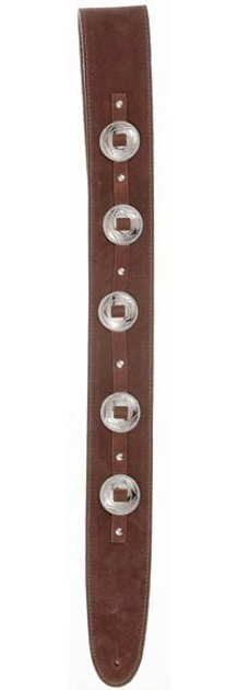 D'Addario Deluxe Leather Guitar Strap, Conchos, Brown