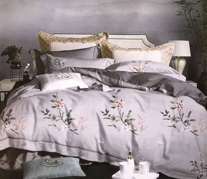 Комплект постельного белья ШЕМ Евро 200х220 см Веточка Royal Satin ...