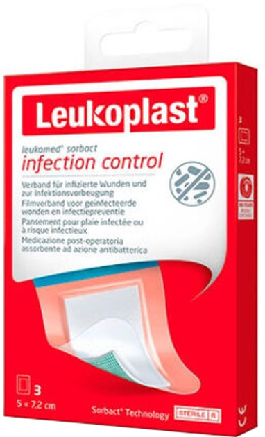 Пластир Bsn Medical Leukomed Sorbact Dressing 5 x 7.2 см 3 шт (4042809448429) - зображення 1