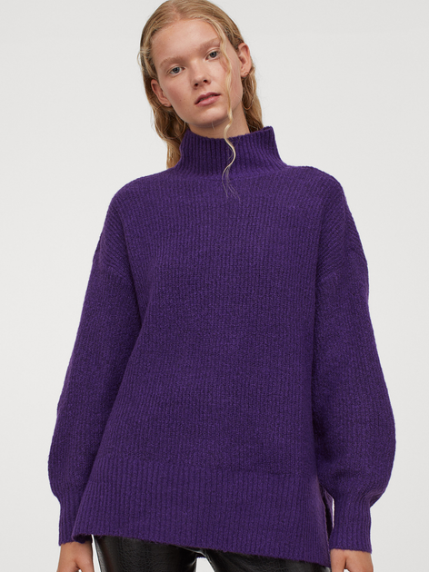 Свитер вязаный оверсайз женский H&M FL0896329-Violet M Фиолетовый ...