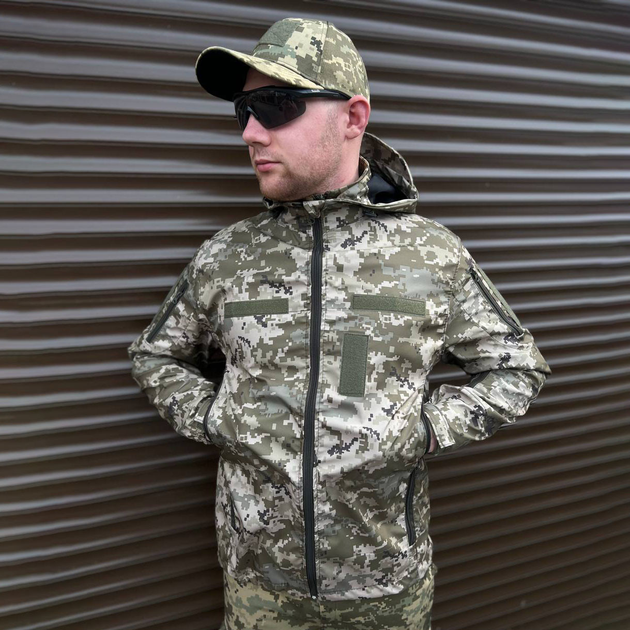 Чоловіча водонепроникна Куртка із липучками під шеврони / Вітровка з капюшоном піксель розмір 3XL - зображення 2