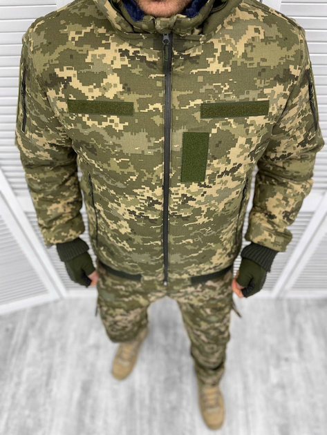 Мужской зимний Бушлат-бомбер грета с меховой подкладкой / Куртка с капюшоном пиксель размер M - изображение 2
