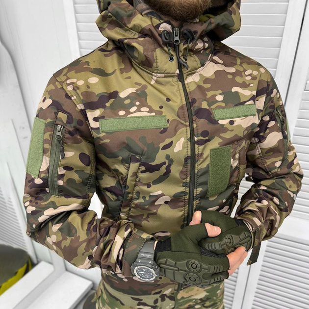 Демісезонна чоловіча Куртка SoftShell з капюшоном та додатковими кишенями мультикам розмір XL - зображення 1