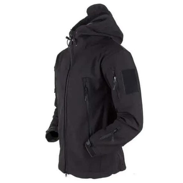 Мужская демисезонная Куртка с капюшоном Softshell Shark Skin 01 на флисе до -10°C черная размер XL - изображение 1