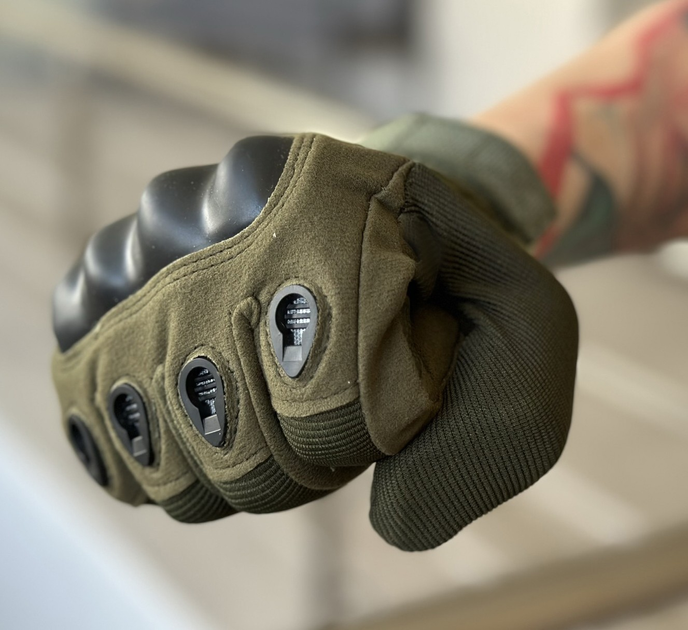 Тактические полнопалые перчатки Tactic армейские перчатки с защитой костяшек размер XL цвет Олива (pp-olive-xl) - изображение 2