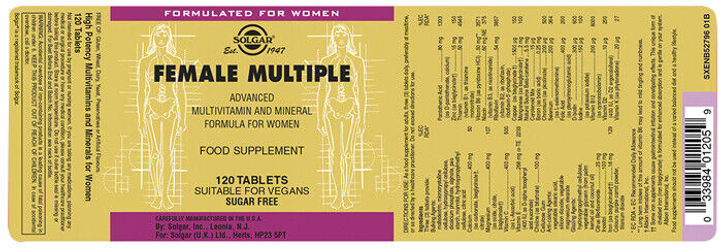 Дієтична добавка Solgar Female Multiple Multivitamin Minerals 120 таблеток (33984012059) - зображення 2