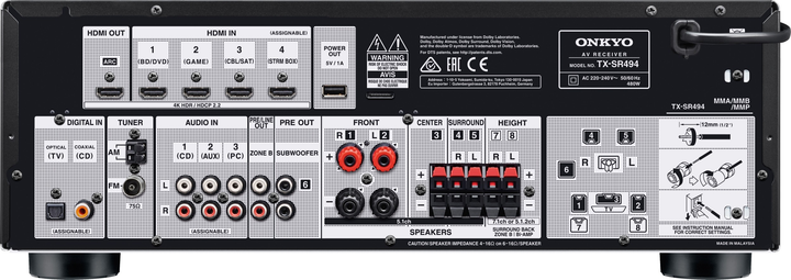 Amplituner Onkyo TX-SR494 DAB Black - obraz 2