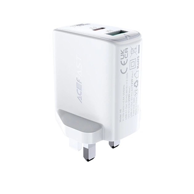 Мережевий зарядний пристрій ACEFAST A5 PD32W (USB-C+USB-A) Dual Port Charger (AFA5W) White - зображення 2