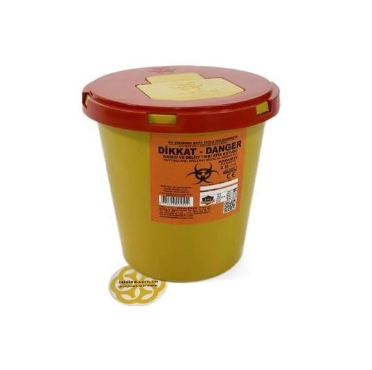 Контейнер для медицинских отходов 2 л, вторичный пластик, желтый - изображение 1