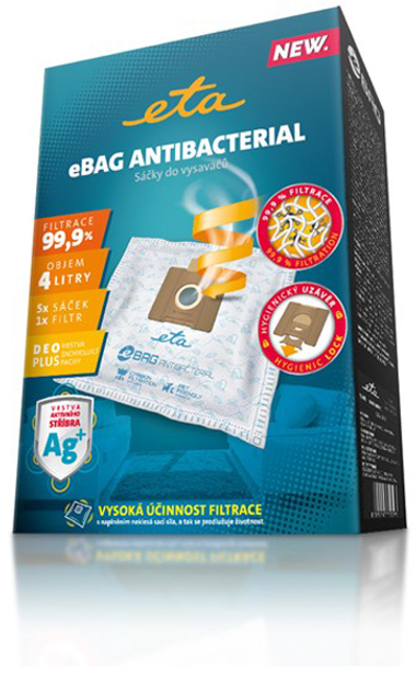 Zestaw worków do odkurzaczy ETA eBag Antibacterial 4L 5 szt + filtr uniwersalny (ETA960068020) - obraz 3