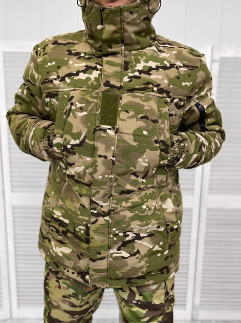 Мужская зимняя куртка с капюшоном Рип-Стоп на флисе / Водонепроницаемый Бушлат мультикам размер L - изображение 1