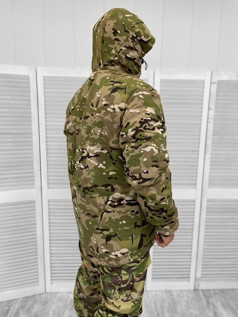 Мужская зимняя куртка с капюшоном Рип-Стоп на флисе / Водонепроницаемый Бушлат мультикам размер L - изображение 2