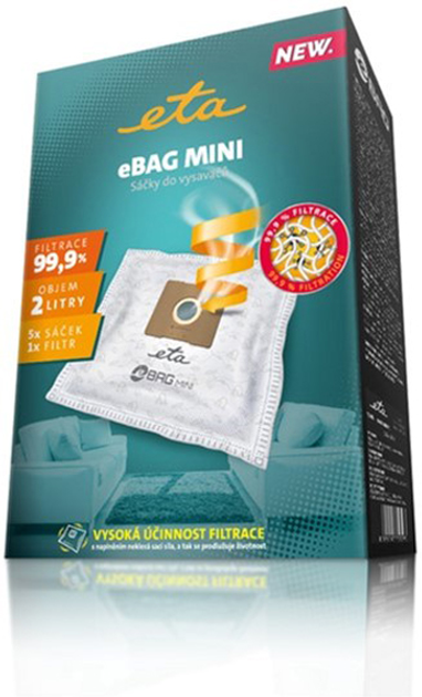 Комплект мішків для пилососа ETA eBag Mini 2L 5 шт + фільтр універсальний (ETA960068030) - зображення 3