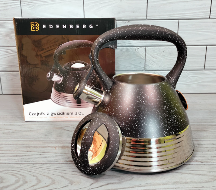 Чайник Edenberg со свистком 3 л Black из нержавеющей стали (EB-8827) - изображение 3