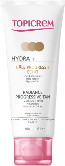 Сонцезахисний крем Topicrem HYDRA+ Radiance Progressive Tan 40 мл (3700281703818) - зображення 1