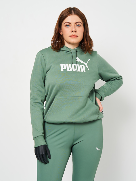 Акція на Худі тепле жіноче Puma Ess Logo Hoodie Fl (S) 58678948 XXS Eucalyptus від Rozetka