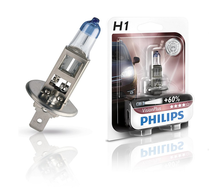 Галогенова лампа PHILIPS 12258VPB1 H1 55W 12V P14,5s VisionPlus - Фото 1 Галогенова лампа PHILIPS 12258VPB1 H1 55W 12V P14,5s VisionPlus - зображення 1