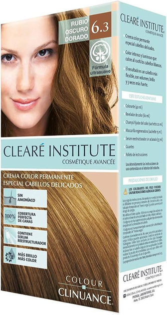 Farba kremowa z utleniaczem Cleare Institute Colour Clinuance Permanent Dye 63 Dark Blonde Gold 170 ml (8429449031178) - obraz 1