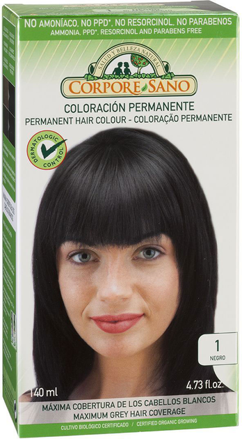 Farba kremowa bez utleniacza do włosów Corpore Sano Permanent Hair Color 1 Negro 140 ml (8414002085811) - obraz 1