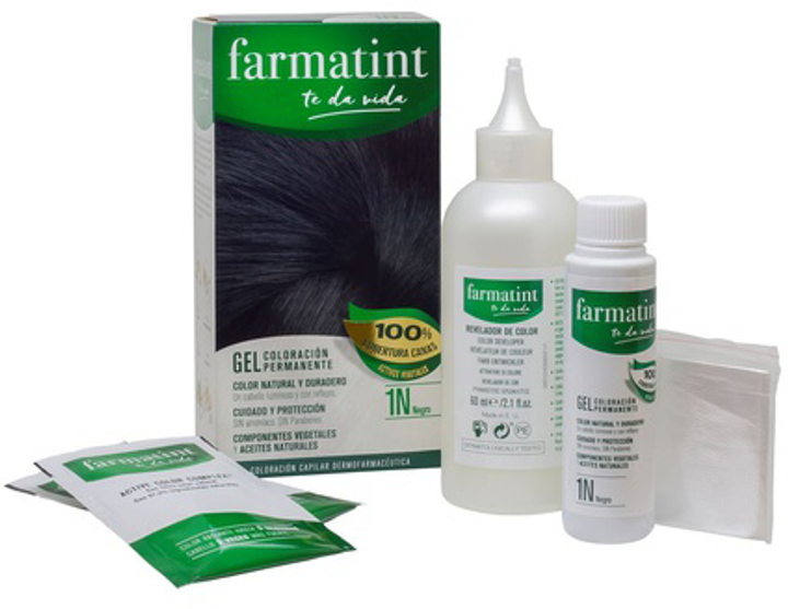 Крем-фарба для волосся без окислювача Farmatint Gel Coloración Permanente 1n Black 135 мл (8470001792006) - зображення 2