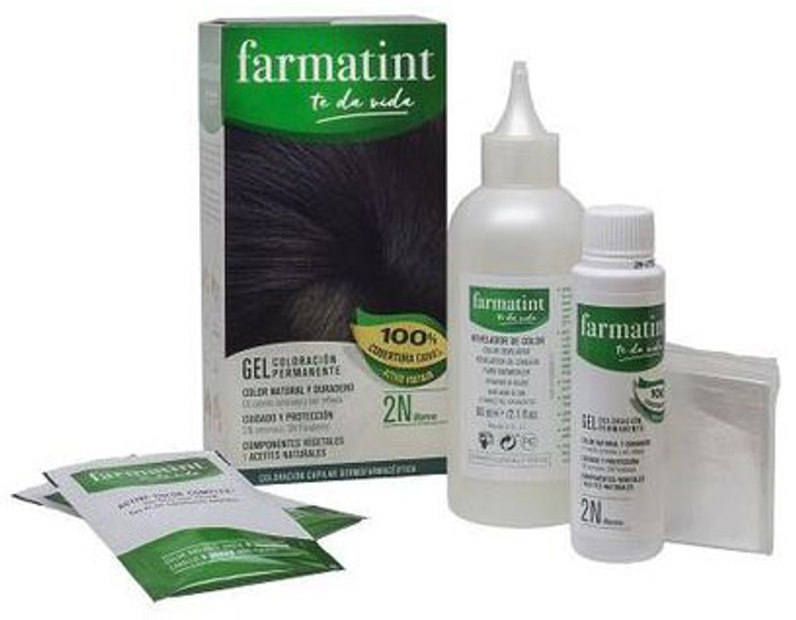 Крем-фарба для волосся без окислювача Farmatint Gel Coloración Permanente 2N Moreno 150 мл (8470001791924) - зображення 2