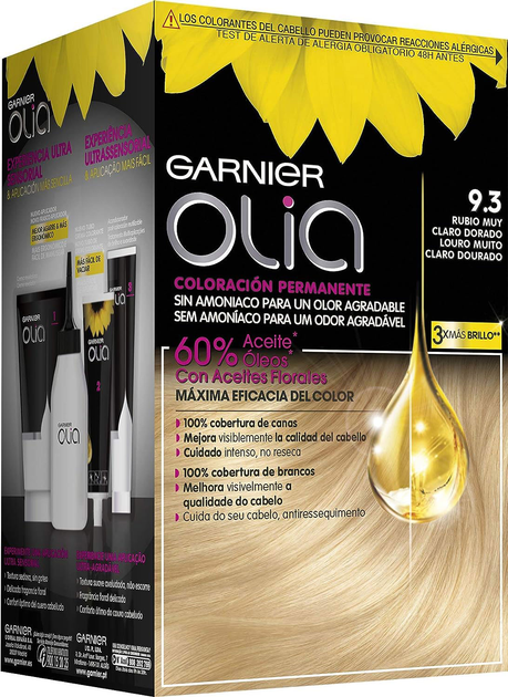 Крем-фарба без окислювача Garnier Olia Permanent Coloring 9.3 Blond Very Light Golden 60 мл (3600541235274) - зображення 1
