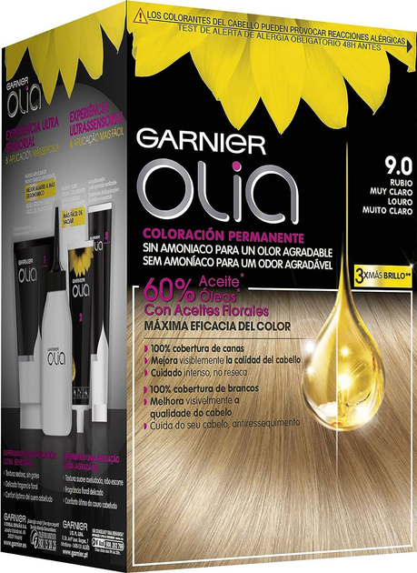 Farba kremowa bez utleniacza Garnier Olia Permanent Coloring 9.0 Very Light Blonde 60 ml (3600541235229) - obraz 1