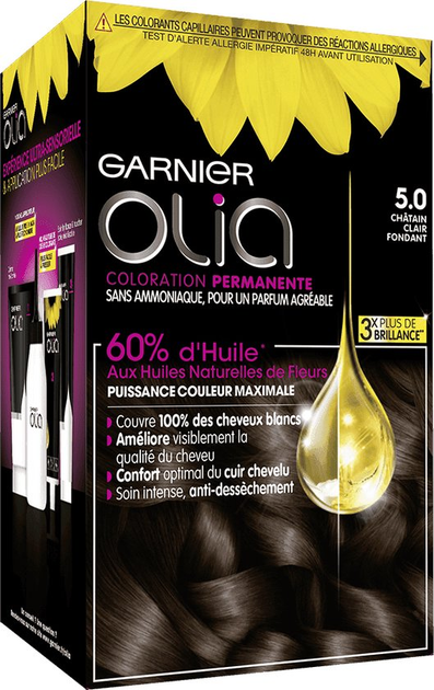 Farba kremowa z utleniaczem do włosów Garnier Olia Permanent Coloring 5.0 Light Brown 200 g (3600541234673) - obraz 1