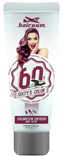 Farba kremowa bez utleniacza do włosów Hairgum Sixty's Color Hair Color Magenta 60 ml (3426354087820) - obraz 1