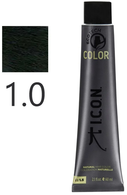 Крем-фарба з окислювачем Icon Ecotech Color Natural Hair Color 1.0 Black 60 мл (8436533671622) - зображення 2