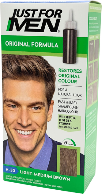 Farba kremowa z utleniaczem do włosów Just For Men Shampoo-in Haircolour H30 Light Medium Brown 66 ml (5010934003430) - obraz 1