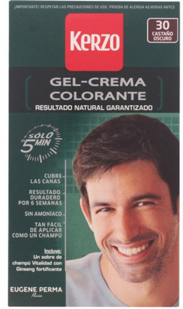 Farba kremowa bez utleniacza Kerzo Dye For Man Cream Gel 30 Castaño Oscuro 150 ml (3140100137521) - obraz 1