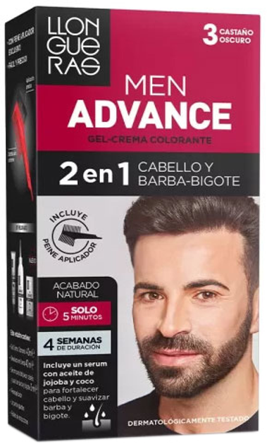 Крем-фарба для волосся з окислювачем Llongueras Color Advance No 3 Castano Oscuro 125 мл (8007376054196) - зображення 1